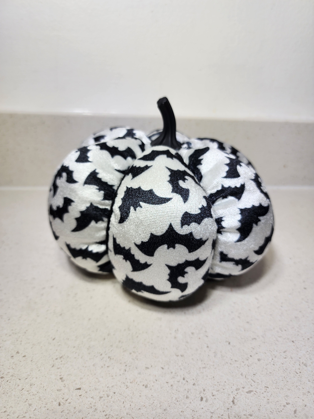 Bat Pattern Decorative Pumpkin In Black & White. New No Tags